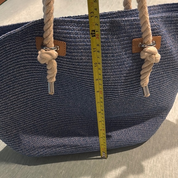 Nautical Blue Canvas Tote with Rope Handles - Picture 5 of 12